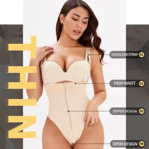 High Waist Brief Tummy Control Panties Thong Waist Trainer Body Shaper Strap Slimming Tummy Shapewear Panty Thong With Zipper