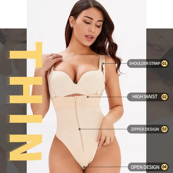 High Waist Brief Tummy Control Panties Thong Waist Trainer Body Shaper Strap Slimming Tummy Shapewear Panty Thong With Zipper