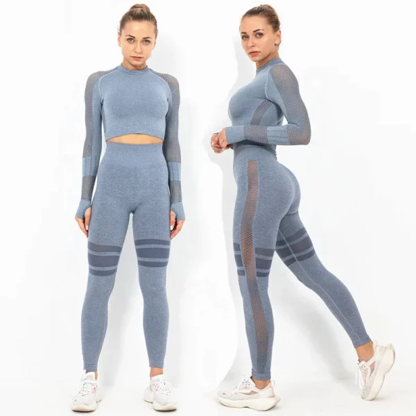 Dropshipping New Arrival custom logo woman sport fitness Activewear Long Sleeve yoga wear high waist Legging sets