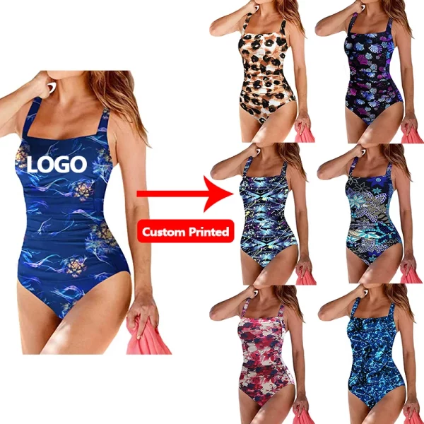 JSN928  Factory OEM Push Up Bathing Suit Plus Size Beach Ruched Monokini Wear Tummy Control One Piece Swimsuit Women Swimwear - Image 5