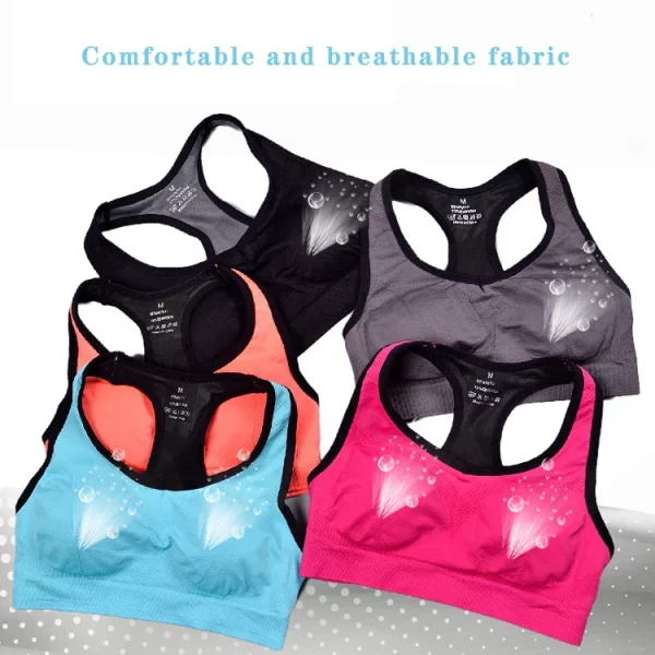 Dropshipping OEM Adult Sports wears Padded In Stock Workout Women Supportive Racerback Yoga Gym Fitness Bra - Image 3