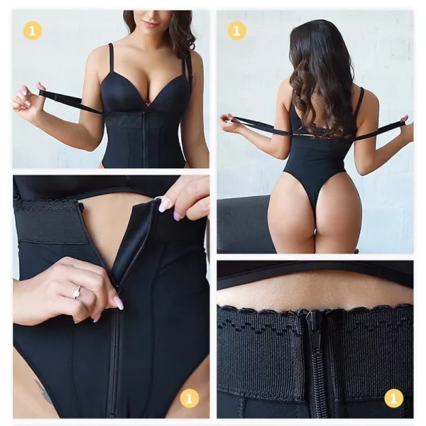High Waist Brief Tummy Control Panties Thong Waist Trainer Body Shaper Strap Slimming Tummy Shapewear Panty Thong With Zipper - Image 4