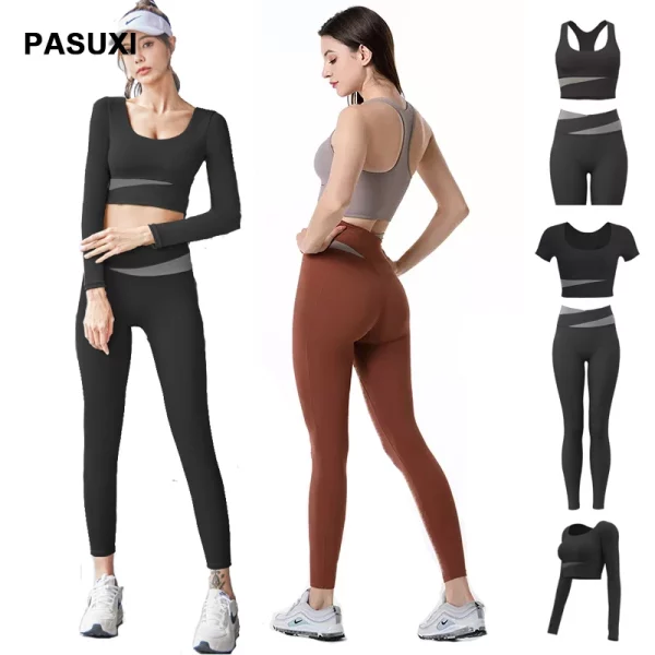 PASUXI Sportswear Women Gym High Waist Leggings And Bra Workout Clothes Seamless Fitness Yoga Set - Image 6