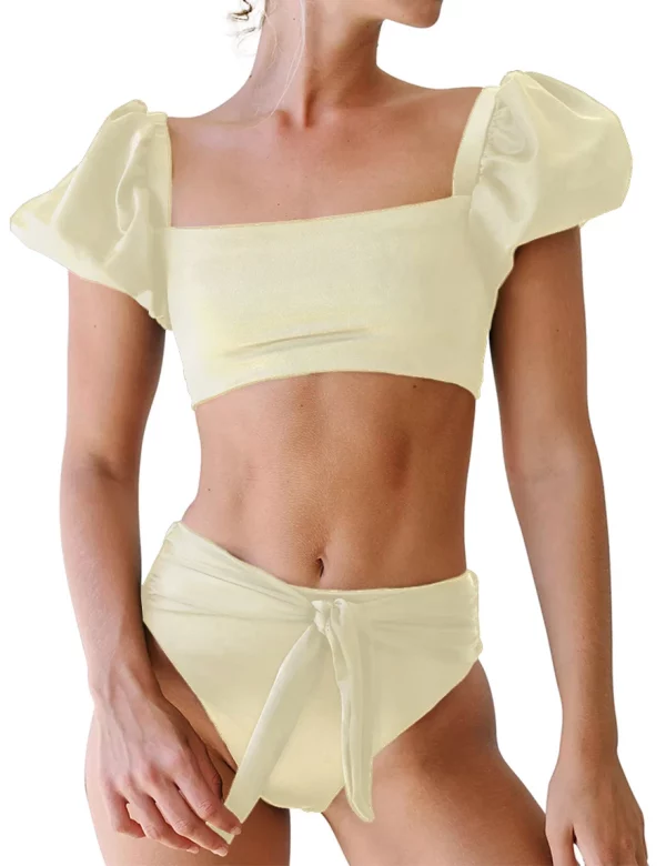 JSN6138 2022 new designer swimsuits famous brands sexy bikini bathing suits puff sleeves swimsuit women Bikinis & Beachwear