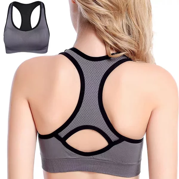 Dropshipping OEM Adult Sports wears Padded In Stock Workout Women Supportive Racerback Yoga Gym Fitness Bra - Image 2