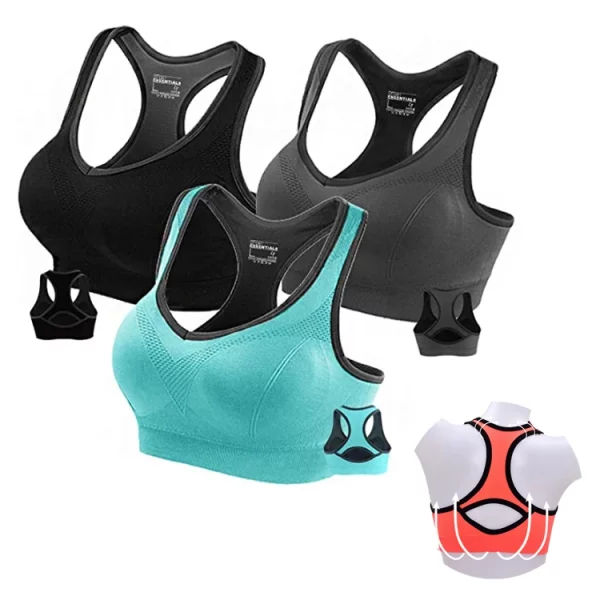 Dropshipping OEM Adult Sports wears Padded In Stock Workout Women Supportive Racerback Yoga Gym Fitness Bra - Image 6