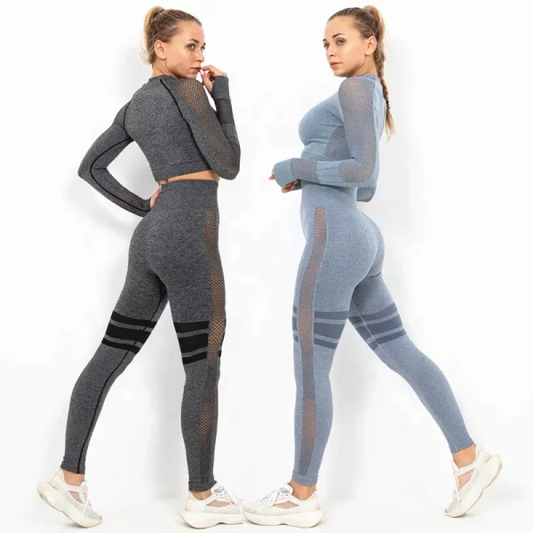 Dropshipping New Arrival custom logo woman sport fitness Activewear Long Sleeve yoga wear high waist Legging sets - Image 6